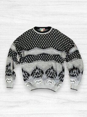 Vintage Forum Made in Italy Wool Blend Sweater Mens XL Nordic Geometric Knit